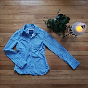 Blue Cotton Striped Shirt